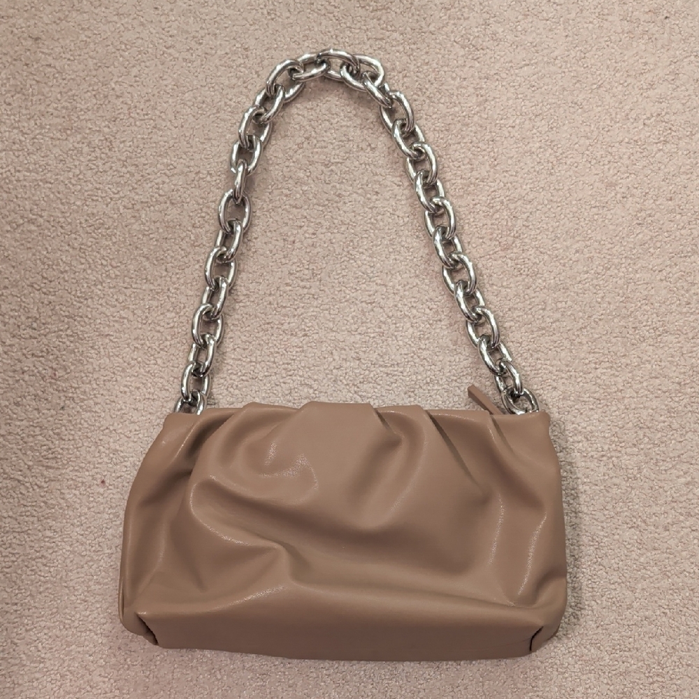 Elegant Tan Chain Shoulder Bag